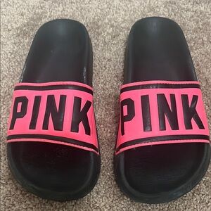 PINK Victoria's Secret Neon Pink Slide Sandals